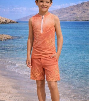 Coral Flow Boys Sleeveless Set