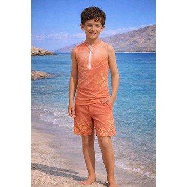 Coral Flow Boys Sleeveless Set