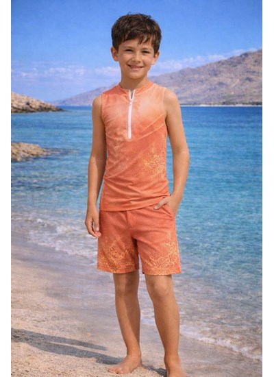 Coral Flow Boys Sleeveless Set