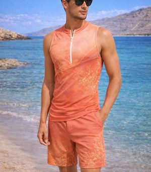 Coral Flow Men Sleeveless Set